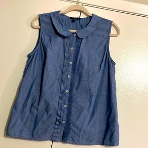 Large Denim Blue Tank Top Button Up